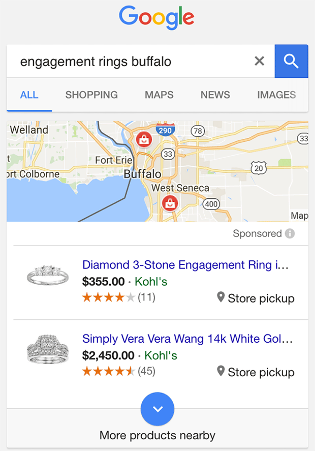 google local pack shopping ads